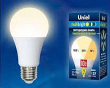 Лампа светодиодная Uniel Multibright A60 Шар Е27 220В 10Вт 3000К 3 режима картинка 